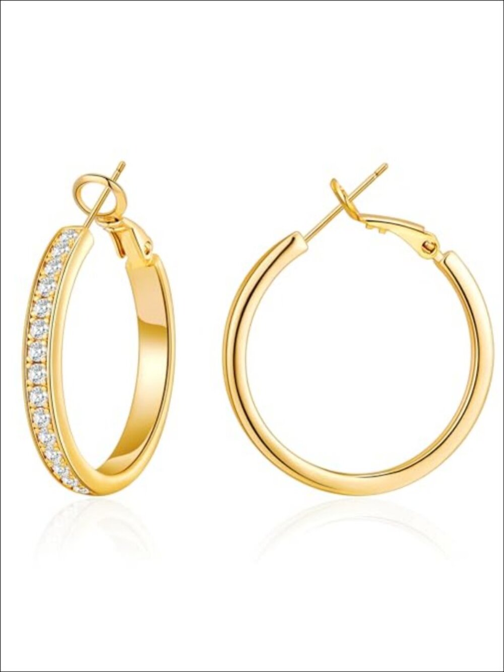 Rhinestone Hoop Earrings CZ S925 Sterling Silver Plated 50mm Women